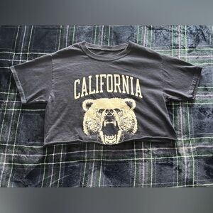 Brandy Melville Navy blue California Bear Graphic Crop Top